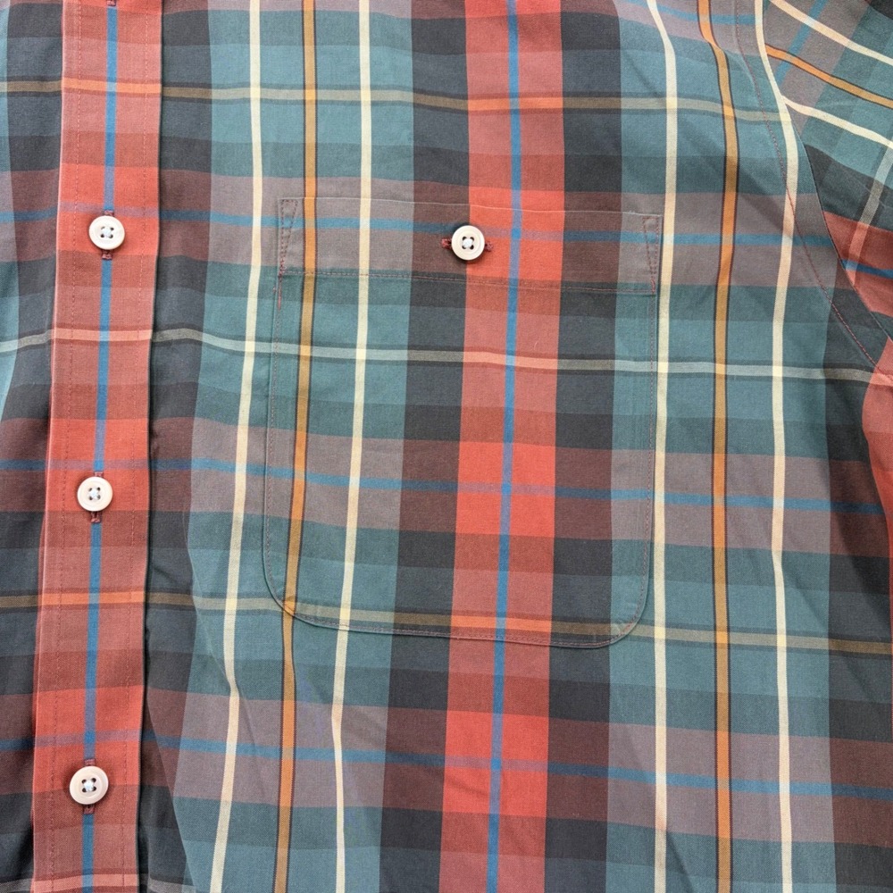 Orvis Mens XXL Plaid Button Down Shirt Red Green Cotton Long Sleeve Pocket - Picture 3 of 9